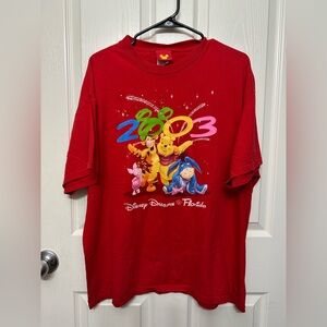Vintage Disney Red T-Shirt with Winnie the Pooh and Friends